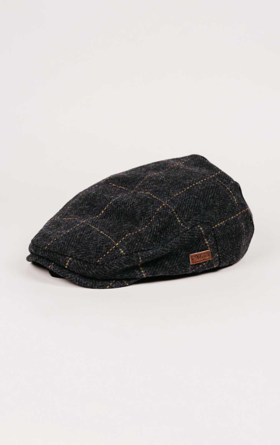 Navy Twill Check Flat Cap Navy Twill Check Flat Cap