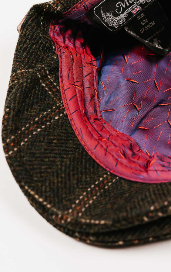 Olive Green Twill Check Flat Cap - photo 2