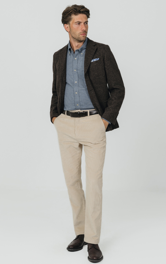 Brown Prince of Wales Tweed Jacket with Patch Pockets - photo 1