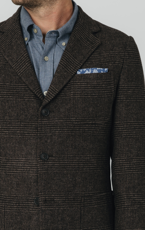Brown Prince of Wales Tweed Jacket with Patch Pockets - photo 3