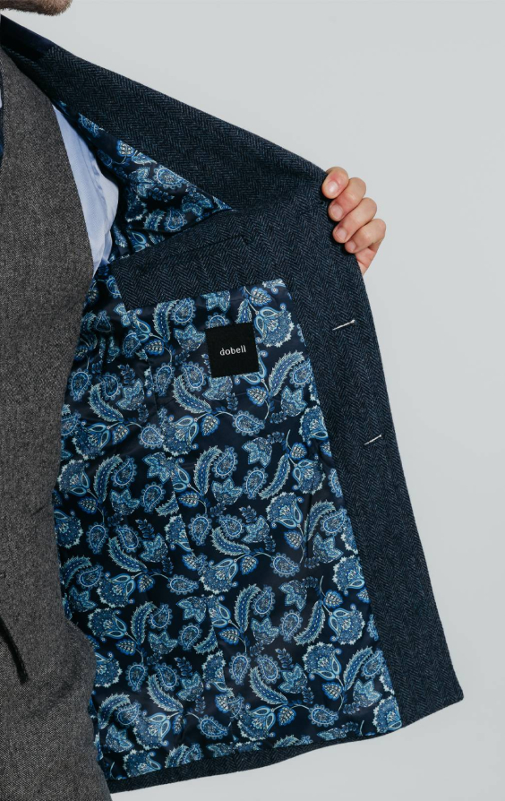 Navy Herringbone Overcoat with Velvet Trim - photo 6 Navy Herringbone Overcoat with Velvet Trim - photo 6