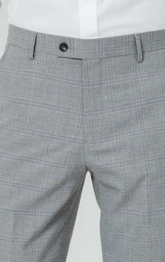 Light Grey & Blue Check Suit Trousers - photo 1 Light Grey & Blue Check Suit Trousers - photo 1