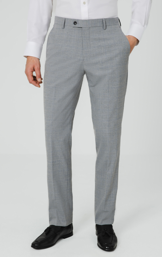 Light Grey & Blue Check Suit Trousers Light Grey & Blue Check Suit Trousers