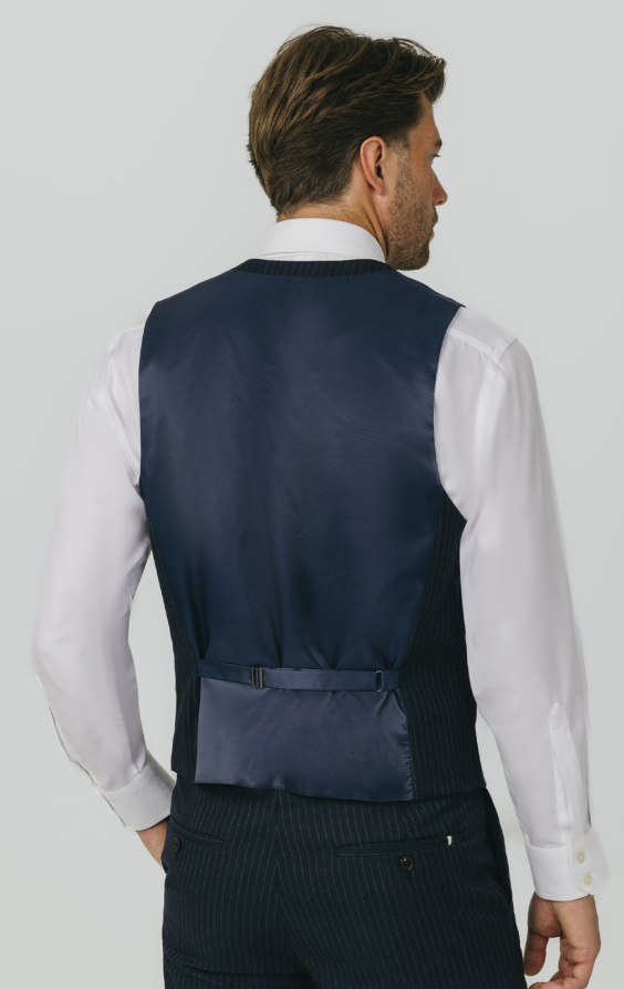 Navy Chalkstripe Waistcoat - photo 2