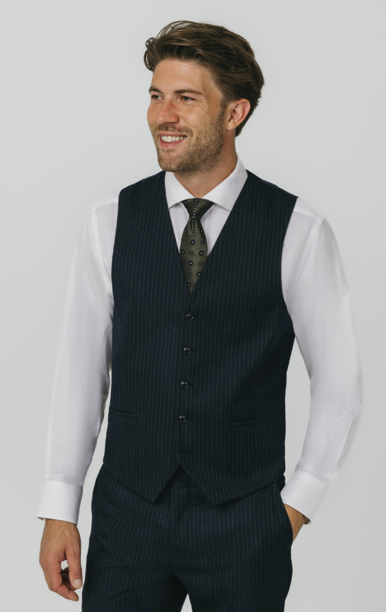 Navy Chalkstripe Waistcoat
