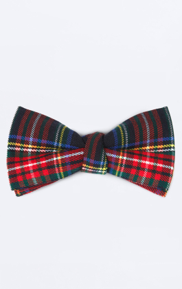 Navy Blue Tartan Pre-Tied Bow Tie
