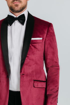 Burgundy Slim Fit Velvet Jacket