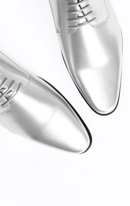 Silver Patent Contemporary Dress Shoes