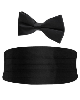 Boys Black Cummerbund & Bow Tie Set