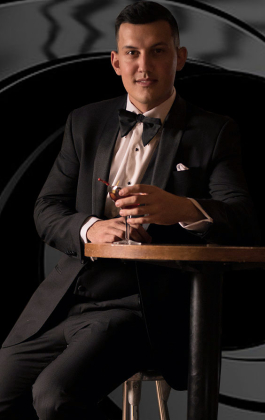 Secret Agent Black 2 Piece Tuxedo, Dress Shirt, Bow Tie