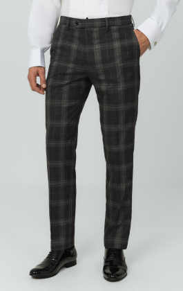 Grey Tartan Check Trousers