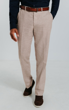 Sand Linen Slim Fit Suit Trousers