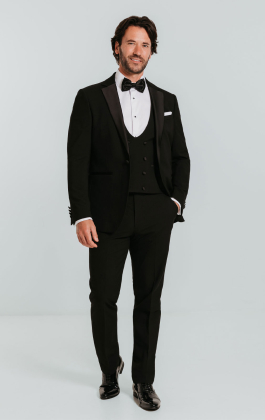 Black 3 Piece Slim-Fit Tuxedo with Notch Lapel