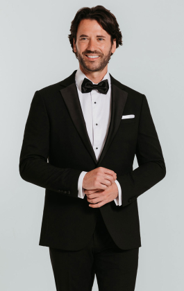 Black Slim-Fit Tuxedo with Notch Lapel