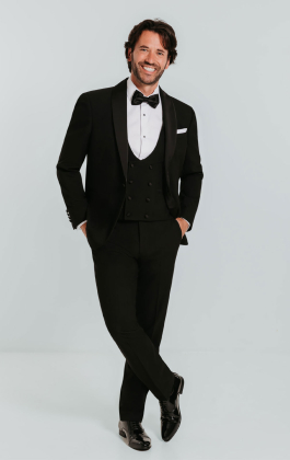 Black 3 Piece Tuxedo with Shawl Lapel