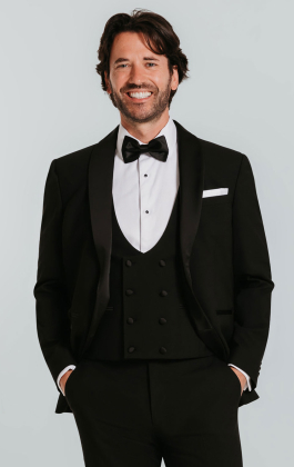 Black 3 Piece Tuxedo with Shawl Lapel