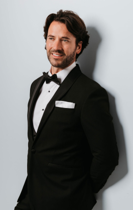 Black Slim-Fit 3 Piece Tuxedo with Shawl Lapel