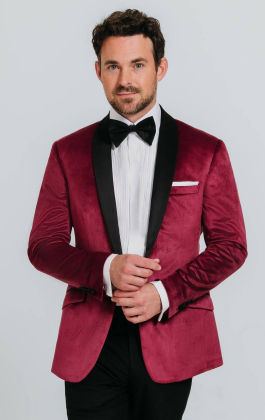 Burgundy Velvet Slim Fit Tuxedo