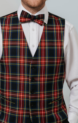 Navy Blue Tartan Waistcoat