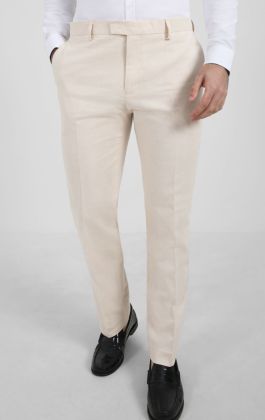 Dobell Cream Linen Trousers