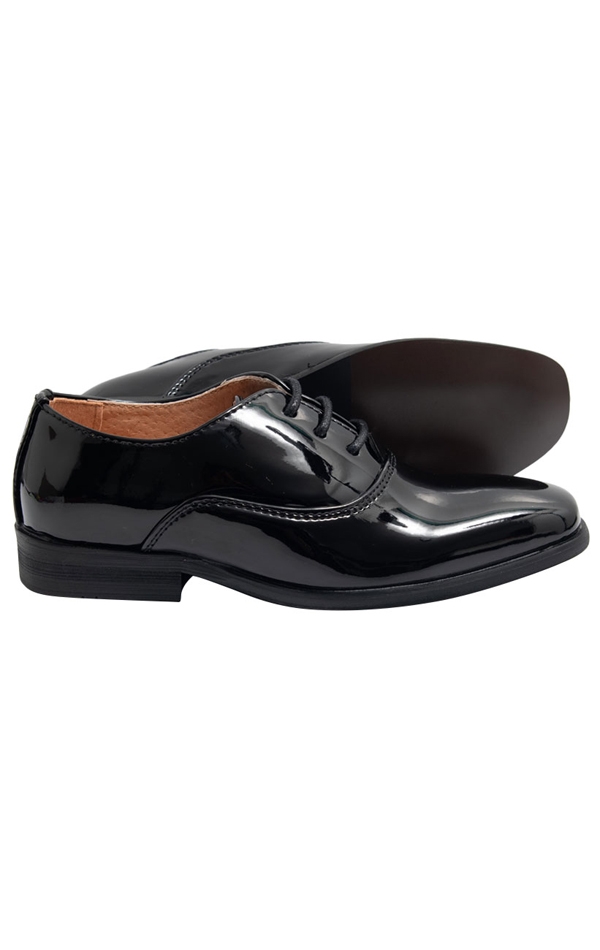 Dobell Boys Black Patent Classic Dress Shoes