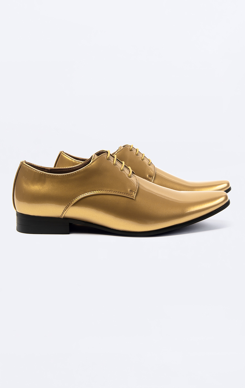 Dobell Gold Patent Contemporary Dress Shoes