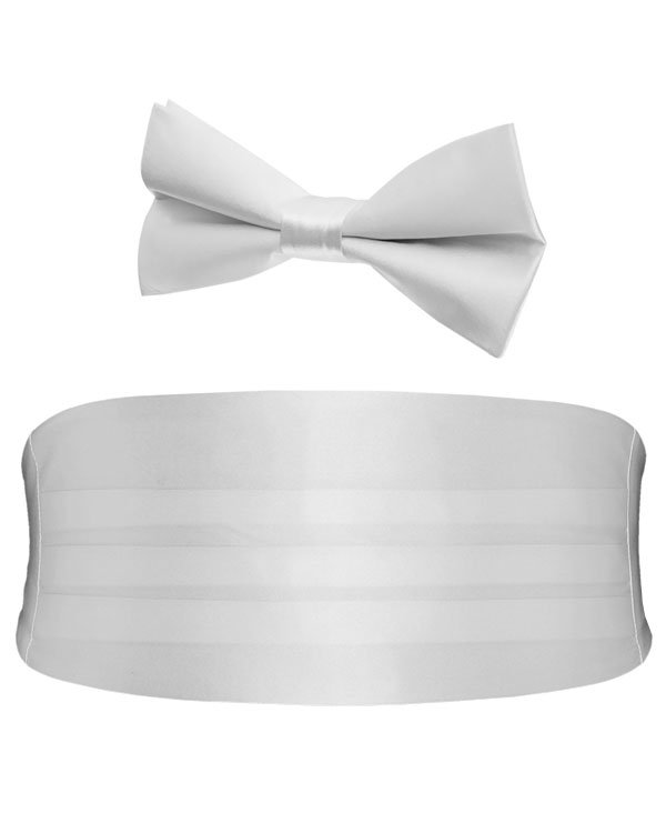 White Cummerbund & Pre-Tied Bow Tie Set from Dobell