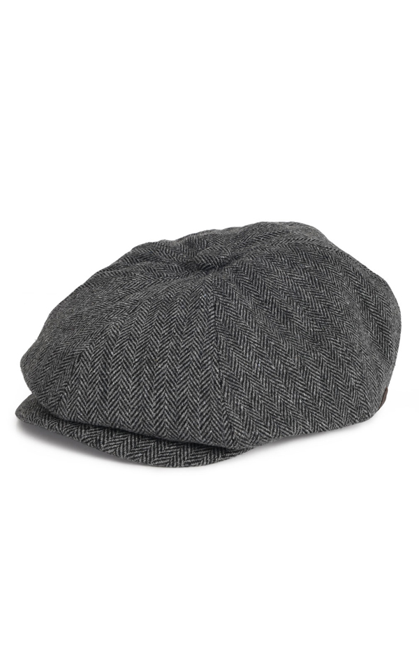 Grey Herringbone Tweed Baker Boy Cap at Dobell