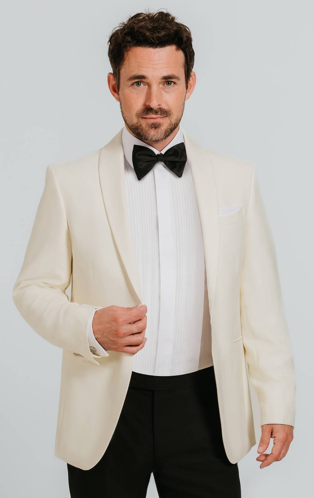 White Shawl Lapel Tuxedo Jacket from Dobell