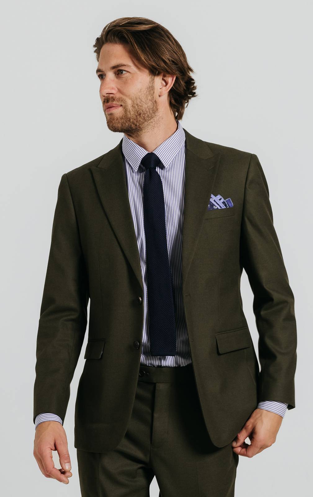 Dark Green Twill Suit Jacket from Dobell