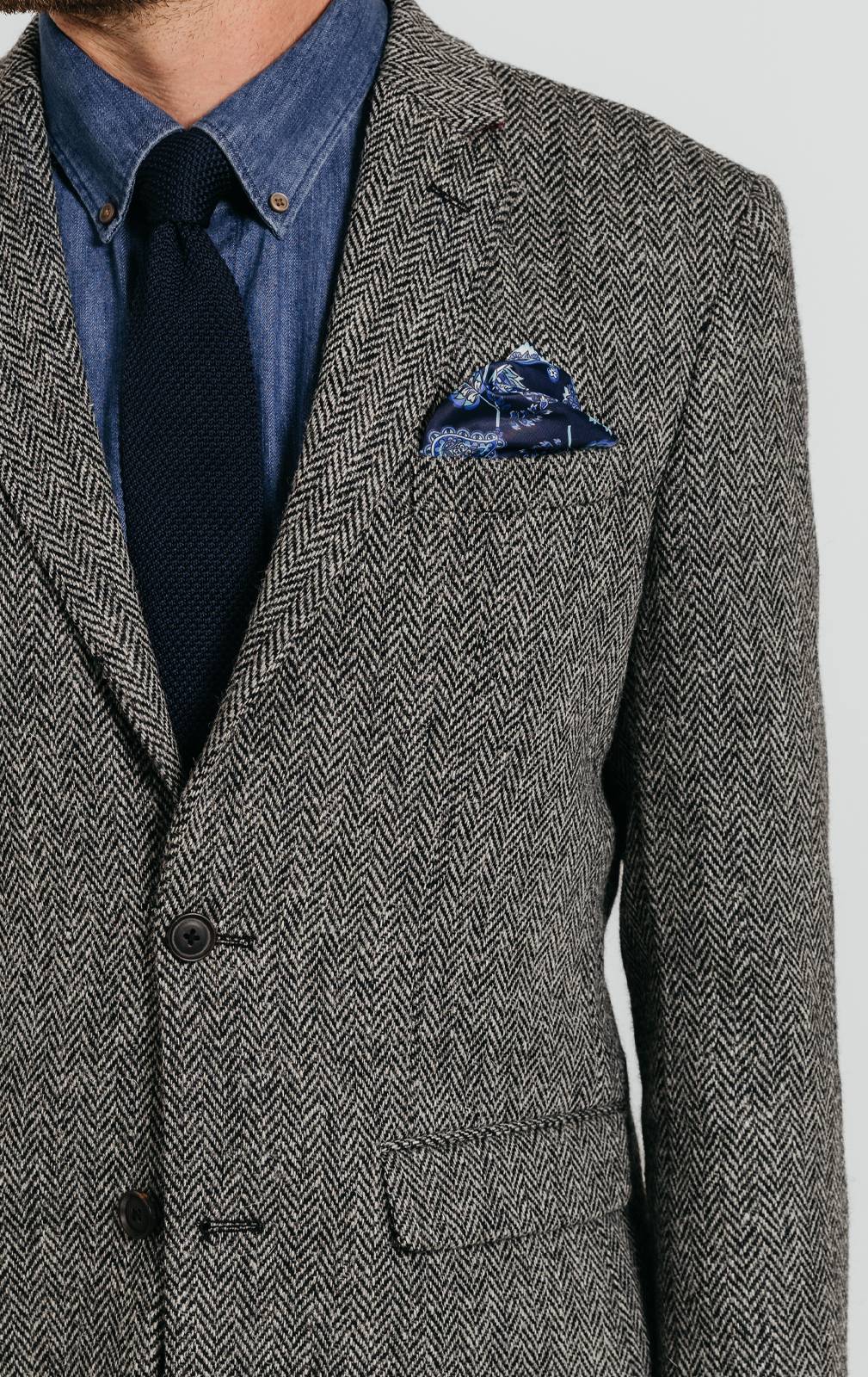 Mens tweed jacket grey on sale