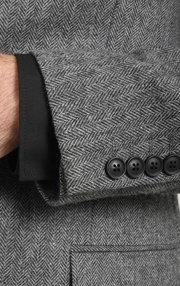 Dobell Grey Herringbone Slim Fit Suit Jacket Dobell