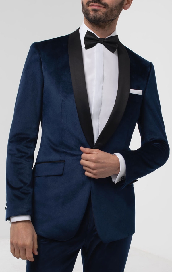 Navy Blue Velvet Tuxedo Alain Dupetit | atelier-yuwa.ciao.jp