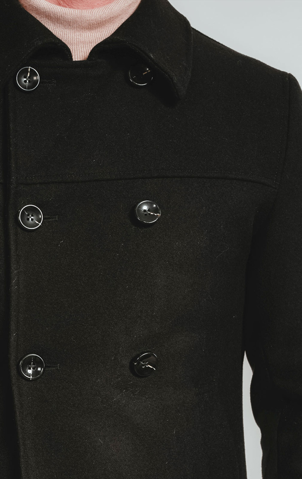Dobell Black Reefer Overcoat Dobell