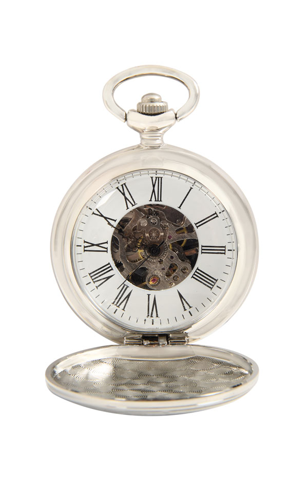 Silver Coloured Skeleton Pocket Watch from Dobell