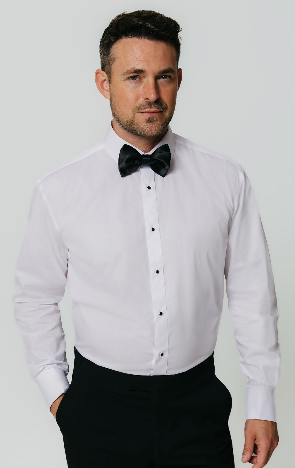 White Dress Shirt with Stud Buttons | Dobell