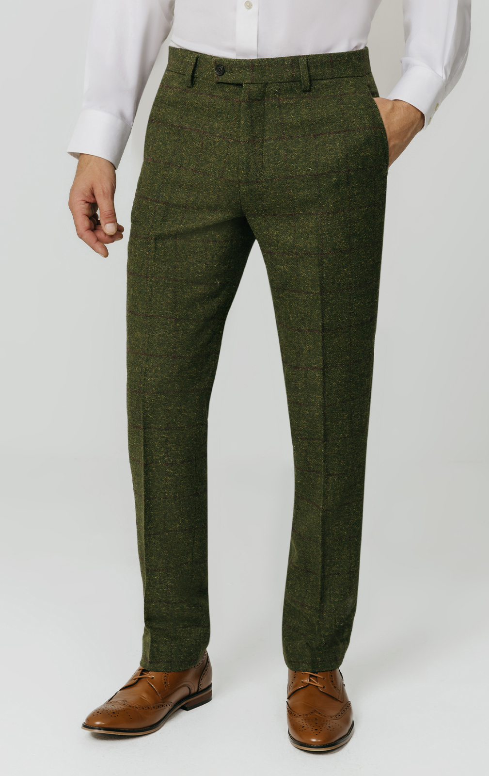 パンツ Needles basic trouser fancy tweed M Green Windowpane Check Tweed Trousers | Dobell