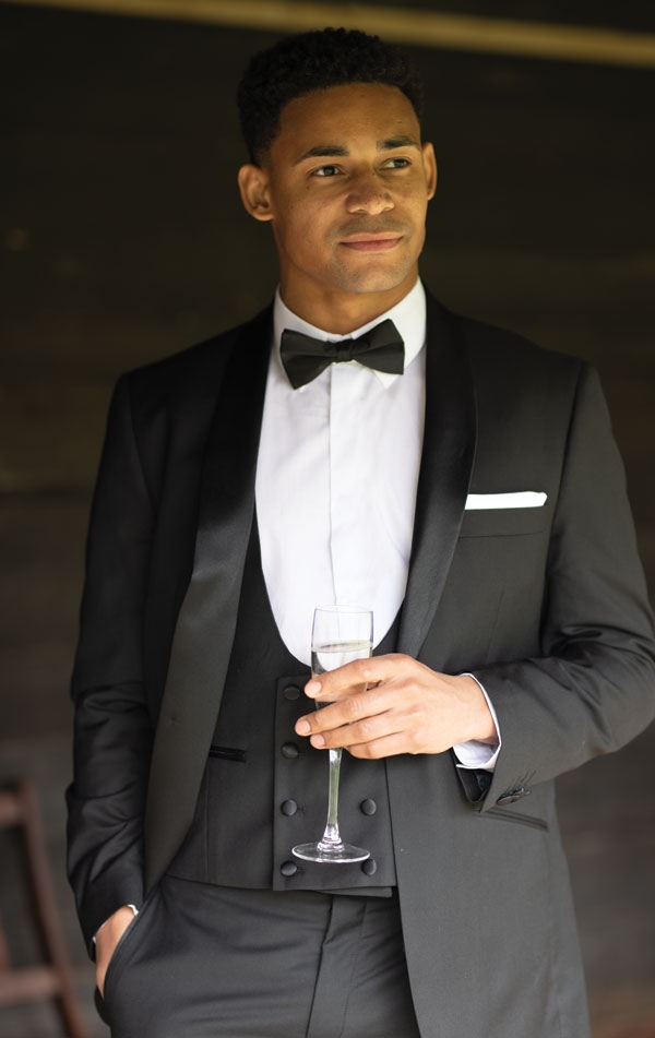 Black 2 Piece Tuxedo Dress Shirt Waistcoat Dress Shoes Bow Tie Dobell