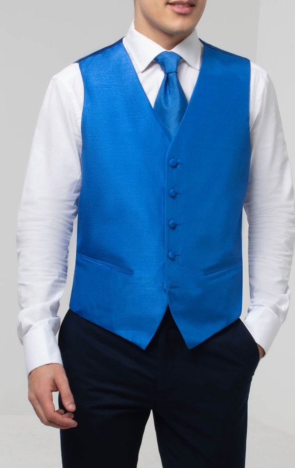 Dobell Royal Blue Dupion Waistcoat