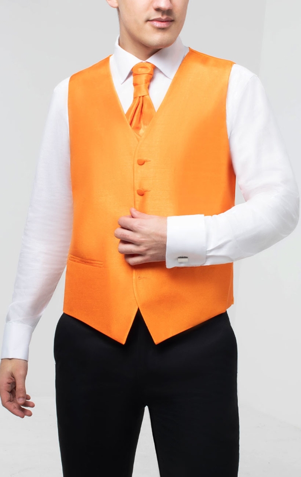 Dobell Orange Dupion Waistcoat