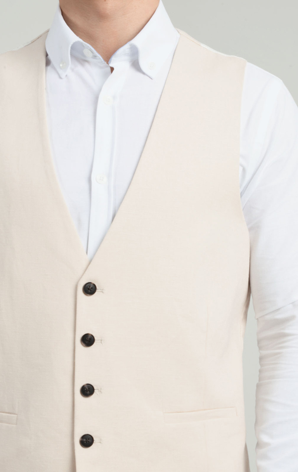 Dobell Cream Linen Waistcoat Dobell