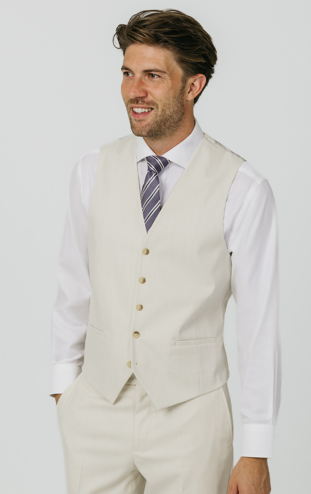 Winter White Twill Waistcoat
