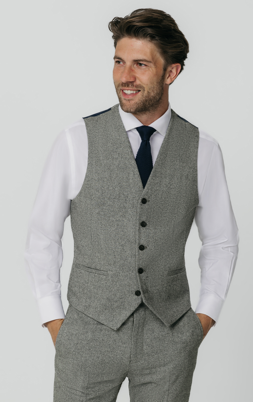 Light Grey Donegal Tweed Waistcoat