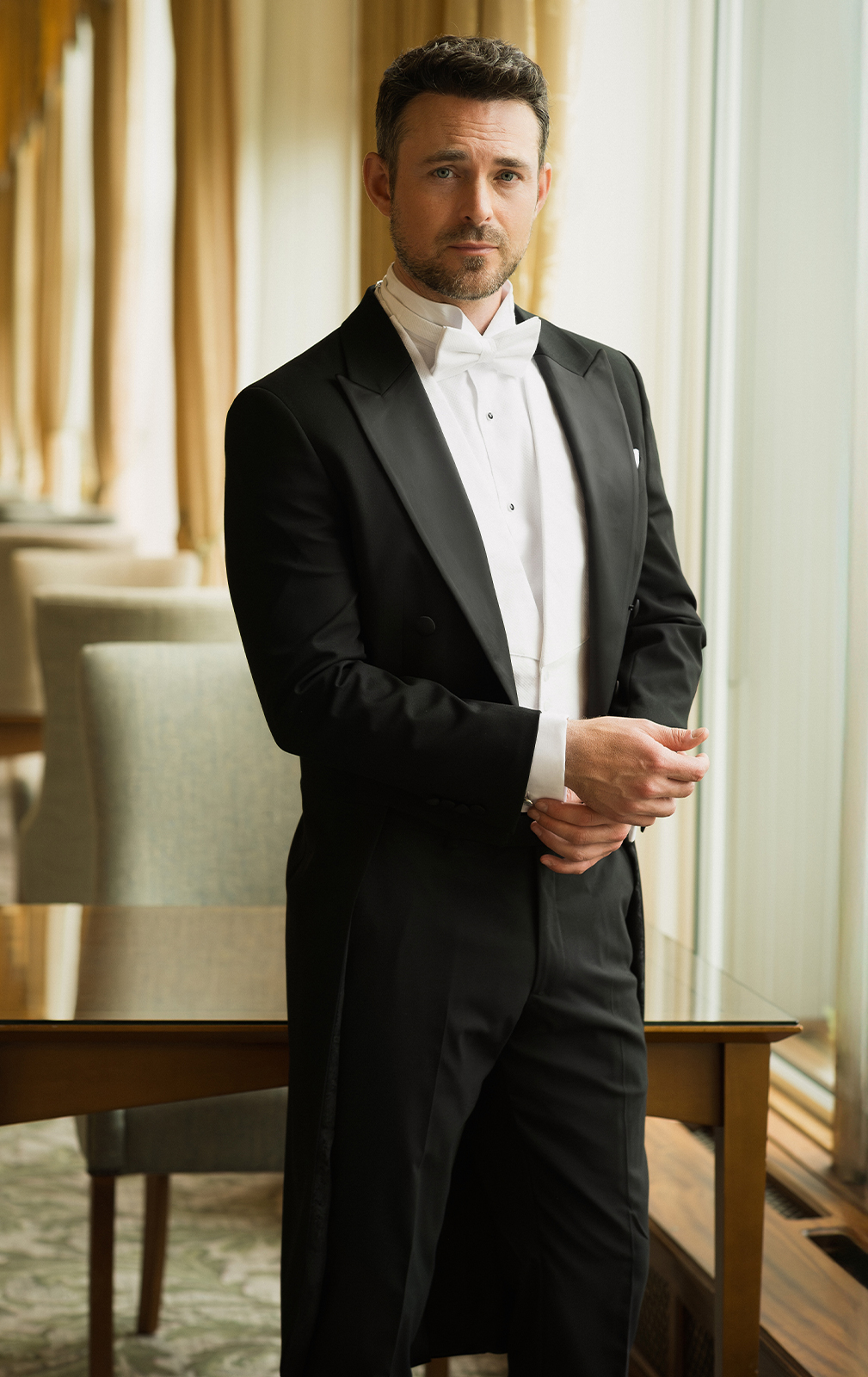 2 Piece Wool White Tie, Dress Shirt, Waistcoat & Bow Tie