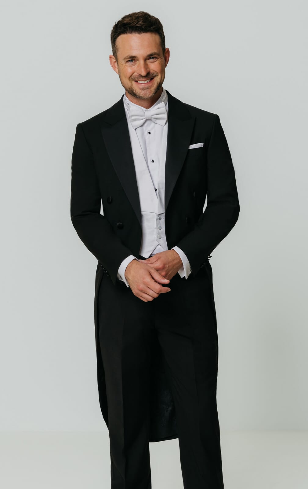 100% Wool White Tie 2 Piece Suit