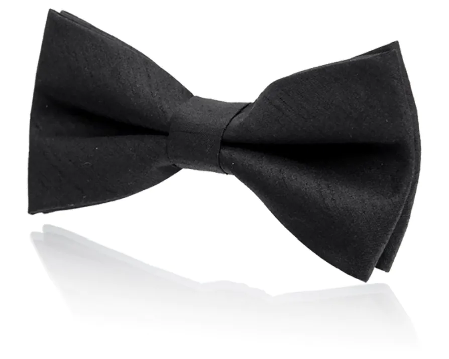 Boys Pre-Tied Black Dupion Bow Tie