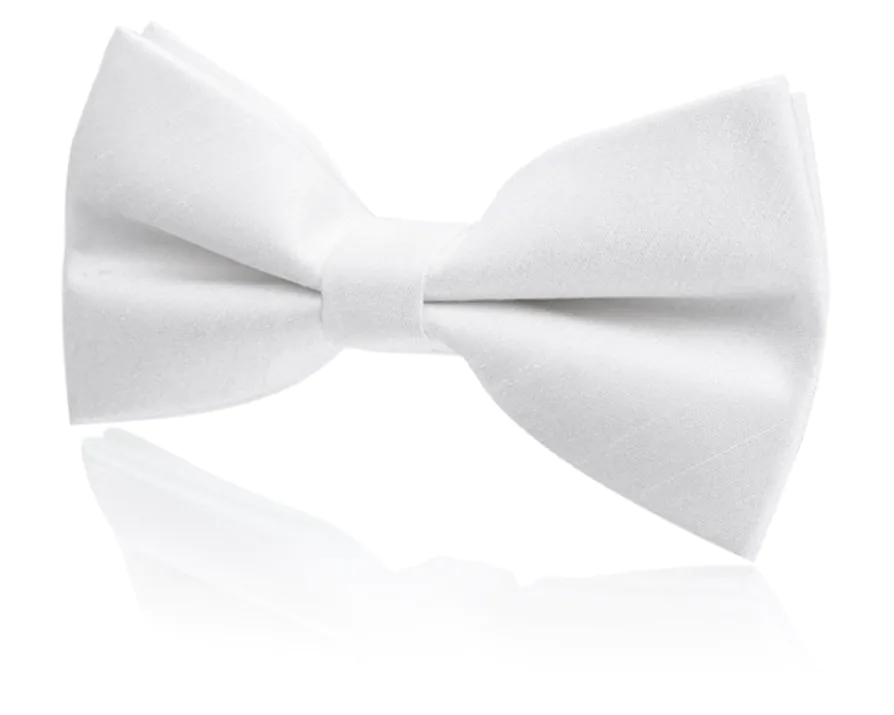 Boys Pre-Tied White Dupion Bow Tie