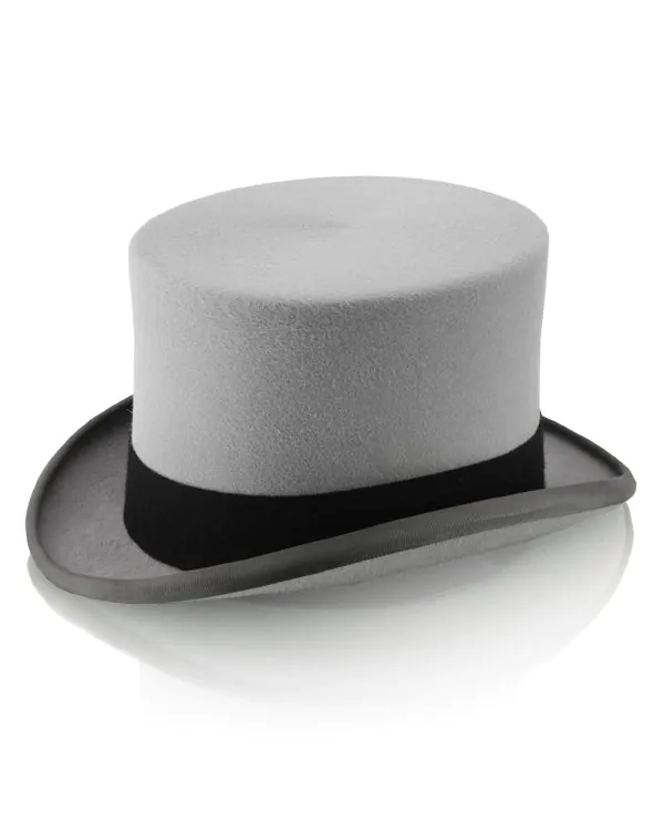 Grey Wool Felt Ascot Top Hat by Christys' London Grey Wool Felt Ascot Top Hat by Christys' London