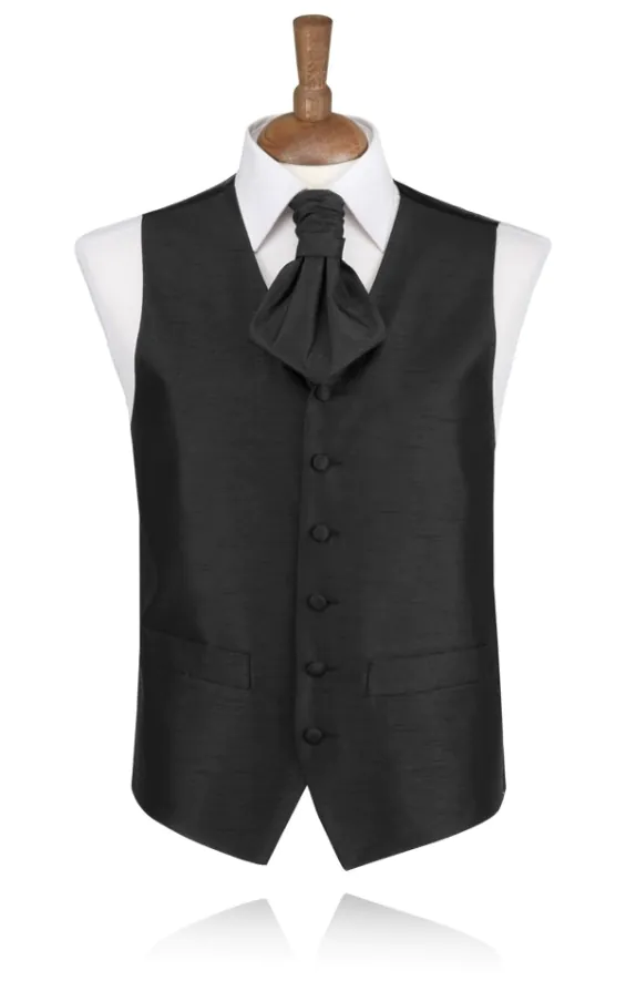 Boys Black Dupion Waistcoat