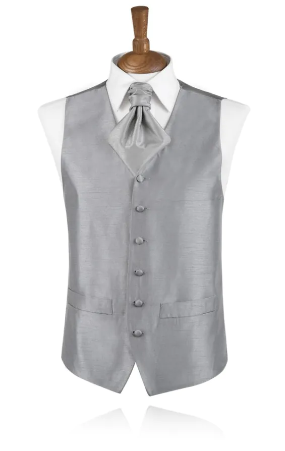 Boys Silver Dupion Waistcoat Boys Silver Dupion Waistcoat